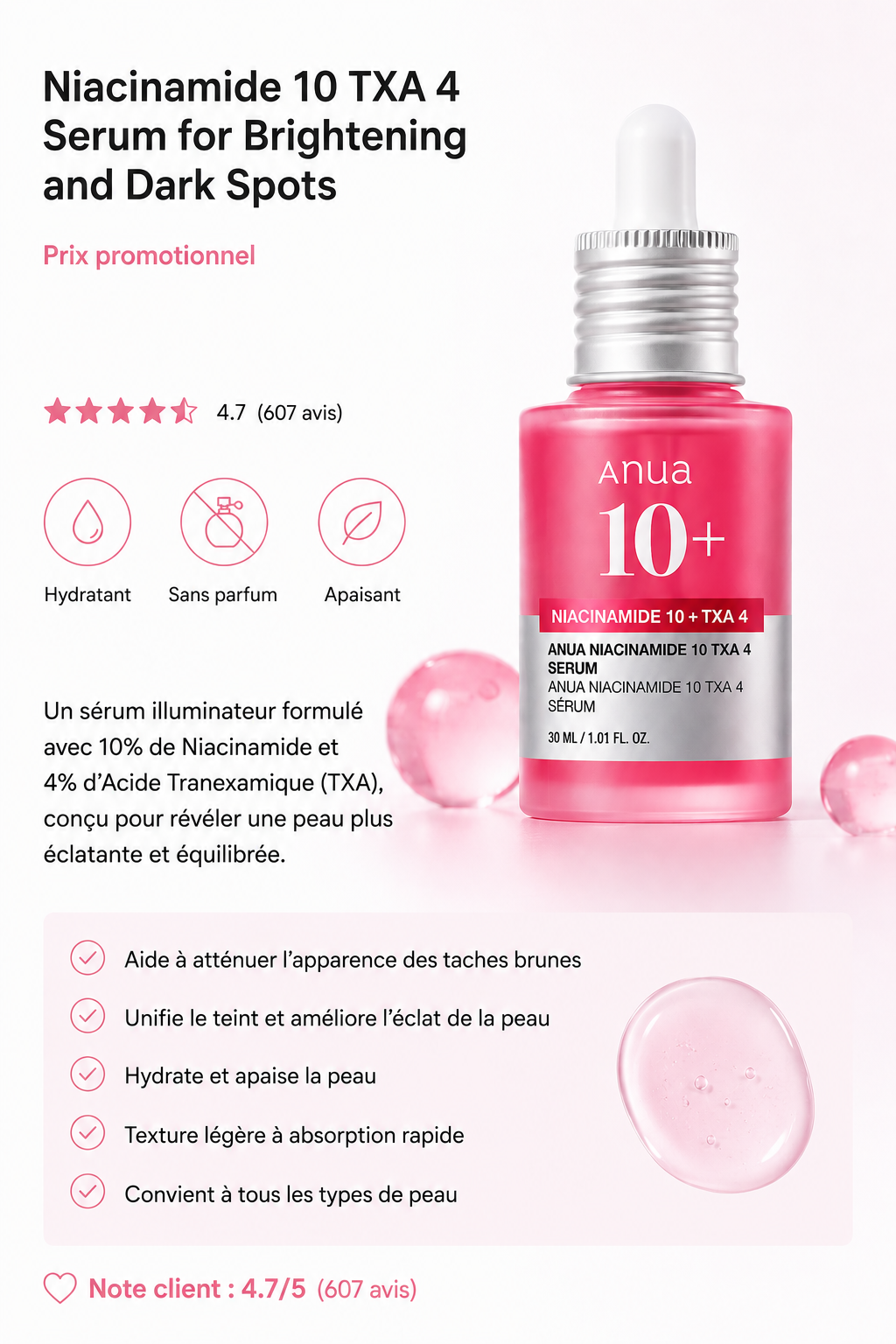 Anua 10+ Sérum Niacinamide + TXA 4