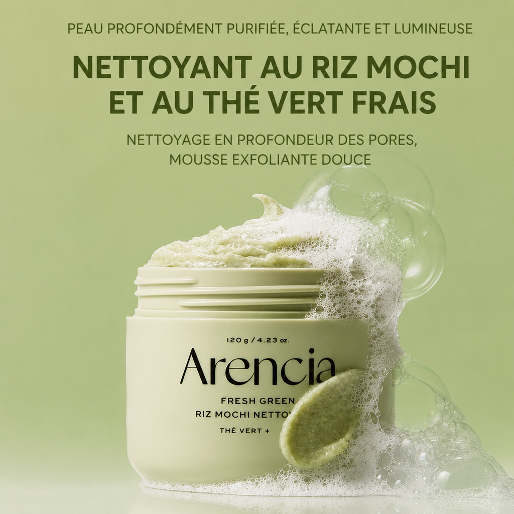 Arencia Fresh Green Rice Mochi Cleanser, Gentle Daily Cleanser for Acne-Prone Skin, 1.76oz / 4.23oz
